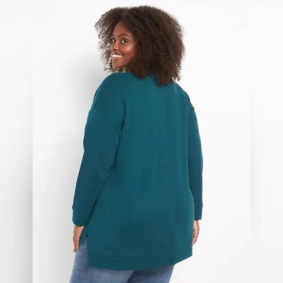 Lane Bryant Scattered Stars High-Low Graphic Sweatshirt Green/Silver PLUS 18/20 - Picture 2 of 15